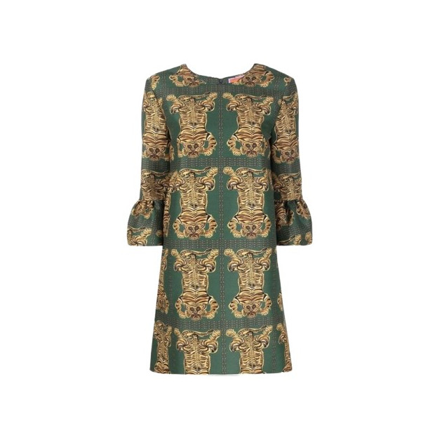 LA DOUBLEJ Kleid grün Tigermuster L Pre-owned Designer Secondhand Luxurylove