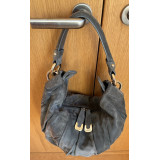 BALLY Schultertasche Wildleder grau Pre-owned Designer Secondhand Luxurylove