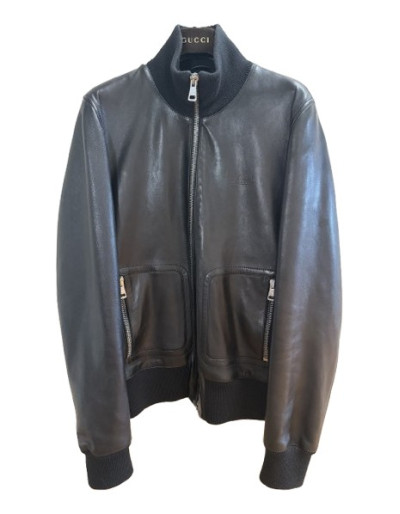 GUCCI Lederjacke Lammleder braun Herren 46 Pre-owned Designer Secondhand Luxurylove