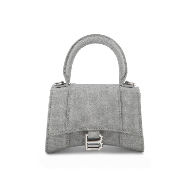 BALENCIAGA Hourglass Nano Bag Glitter silber Pre-owned Designer Secondhand Luxurylove