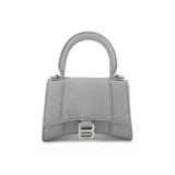 BALENCIAGA Hourglass Nano Bag Glitter silber Pre-owned Designer Secondhand Luxurylove