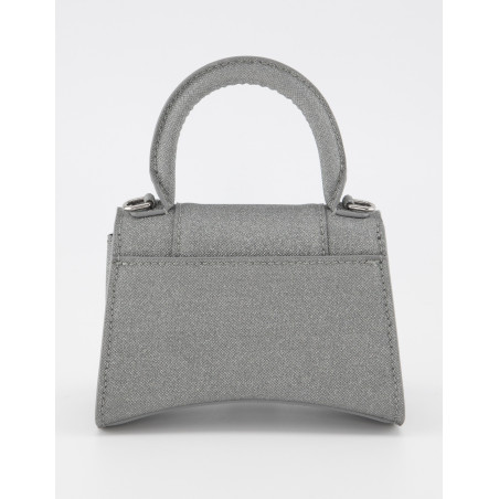 BALENCIAGA Hourglass Nano Bag Glitter silber Pre-owned Designer Secondhand Luxurylove