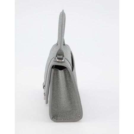 BALENCIAGA Hourglass Nano Bag Glitter silber Pre-owned Designer Secondhand Luxurylove