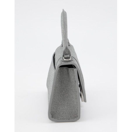 BALENCIAGA Hourglass Nano Bag Glitter silber Pre-owned Designer Secondhand Luxurylove