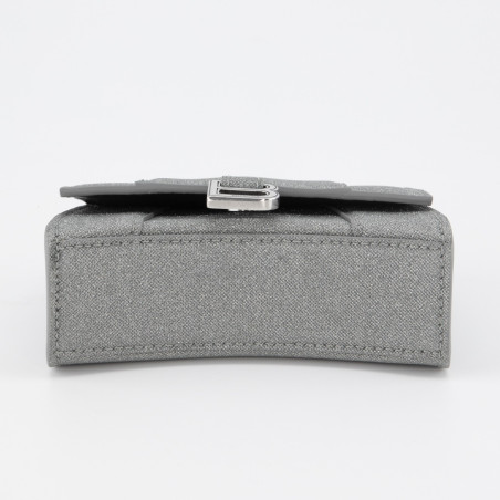 BALENCIAGA Hourglass Nano Bag Glitter silber Pre-owned Designer Secondhand Luxurylove