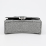 BALENCIAGA Hourglass Nano Bag Glitter silber Pre-owned Designer Secondhand Luxurylove