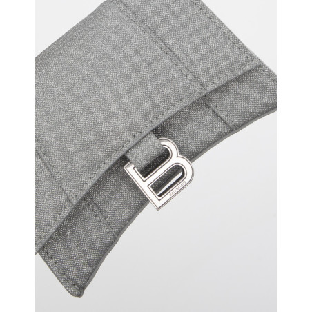 BALENCIAGA Hourglass Nano Bag Glitter silber Pre-owned Designer Secondhand Luxurylove