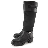 PRADA Winterstiefel gefüttert Saffiano & Nylon schwarz 36.5 Pre-owned Designer Secondhand Luxurylove