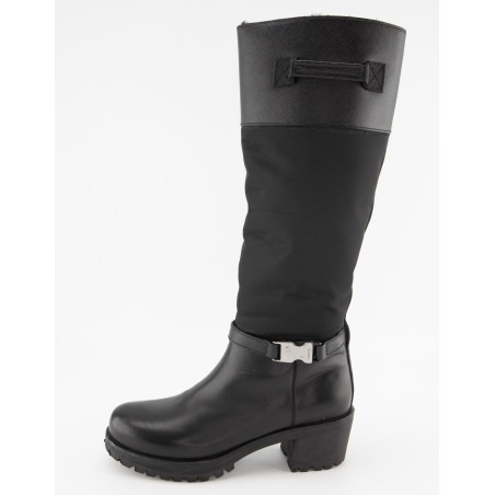 PRADA Winterstiefel gefüttert Saffiano & Nylon schwarz 36.5 Pre-owned Designer Secondhand Luxurylove