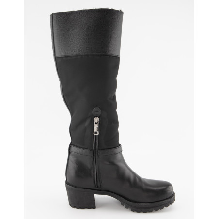 PRADA Winterstiefel gefüttert Saffiano & Nylon schwarz 36.5 Pre-owned Designer Secondhand Luxurylove