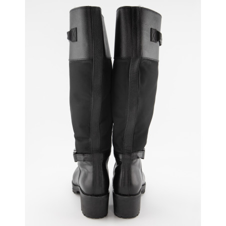 PRADA Winterstiefel gefüttert Saffiano & Nylon schwarz 36.5 Pre-owned Designer Secondhand Luxurylove