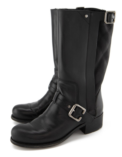 DIOR Biker Boot  Winterstiefel gefüttert schwarz 38 Pre-owned Designer Secondhand Luxurylove