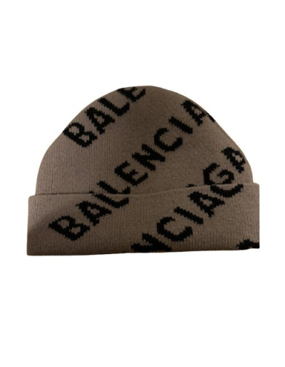 BALENCIAGA Logo Beanie beige Pre-owned Designer Secondhand Luxurylove.
