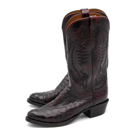 LUCHESSE Elgin Western Boots Straussenleder bordeaux 43 Pre-owned Designer Secondhand Luxurylove