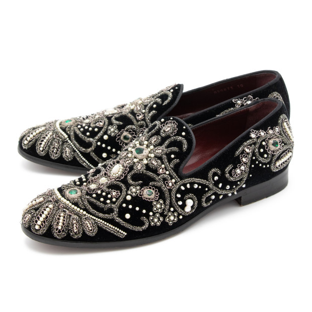 DOLCE & GABBANA Loafer Samt bestickt 44 Pre-owned Designer Secondhand Luxurylove