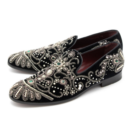 DOLCE & GABBANA Loafer Samt bestickt 44 Pre-owned Designer Secondhand Luxurylove