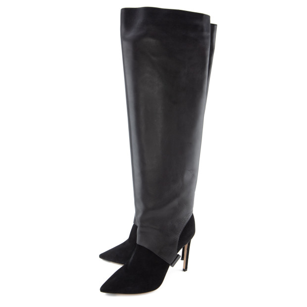 JIMMY CHOO Stiletto Stiefel mit abnehmbaren Gamaschen schwarz 38 Pre-owned Designer Secondhand Luxurylove.