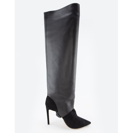 JIMMY CHOO Stiletto Stiefel mit abnehmbaren Gamaschen schwarz 38 Pre-owned Designer Secondhand Luxurylove.