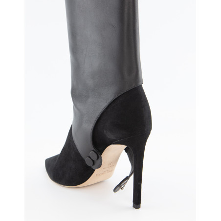 JIMMY CHOO Stiletto Stiefel mit abnehmbaren Gamaschen schwarz 38 Pre-owned Designer Secondhand Luxurylove.