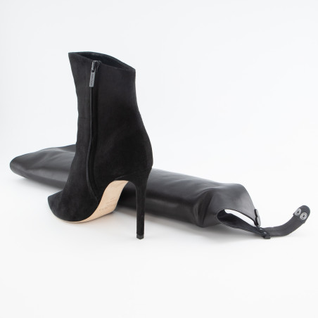 JIMMY CHOO Stiletto Stiefel mit abnehmbaren Gamaschen schwarz 38 Pre-owned Designer Secondhand Luxurylove.