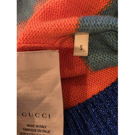 GUCCI Strickpullover Katze Rainbow Streifen S Pre-owned Designer Secondhand Luxurylove.