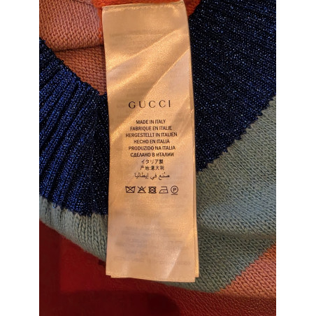 GUCCI Strickpullover Katze Rainbow Streifen S Pre-owned Designer Secondhand Luxurylove.
