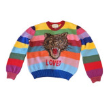 GUCCI Strickpullover Katze Rainbow Streifen S Pre-owned Designer Secondhand Luxurylove.