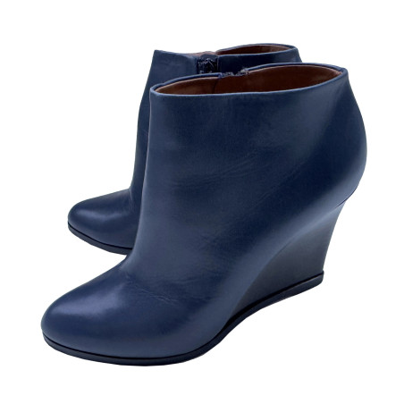 CÉLINE Leather Wedge Boots by Phoebe Philo - Pre-loved Designer Second Hand | LUXURYLOVE