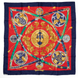 Seidentuch Foulard Carré 90 Jacquard "Princes du soleil levant"