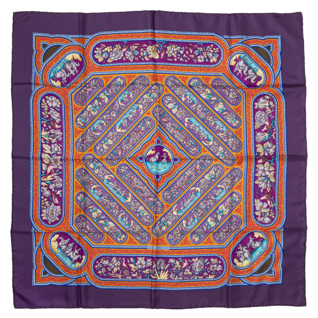 HERMÈS Silk scarf foulard Carré 90 "Qalamdan" - Pre-loved Designer Second Hand | LUXURYLOVE