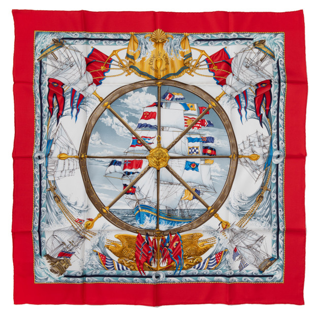 HERMÈS Silk scarf foulard Carré 90 "Vive le vent" - Pre-loved Designer Second Hand | LUXURYLOVE