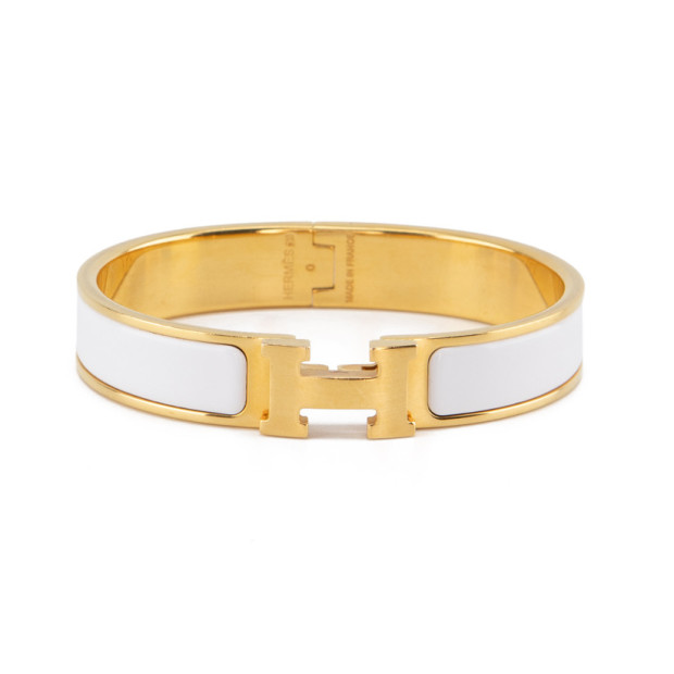 HERMÈS Clic H Armband GHW weiss - Pre-loved Designer Second Hand | LUXURYLOVE