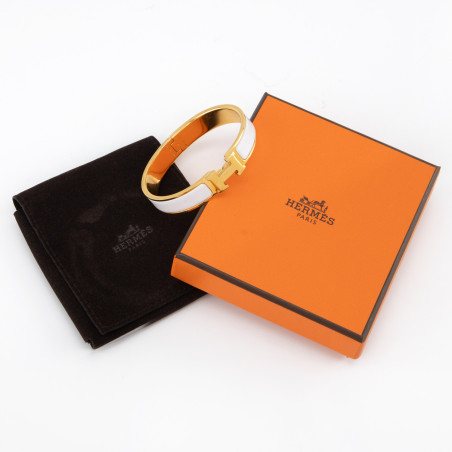 HERMÈS Clic H bracelet GHW white - Pre-loved Designer Second Hand | LUXURYLOVE