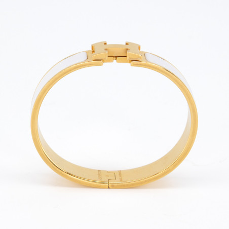 HERMÈS Clic H bracelet GHW white - Pre-loved Designer Second Hand | LUXURYLOVE