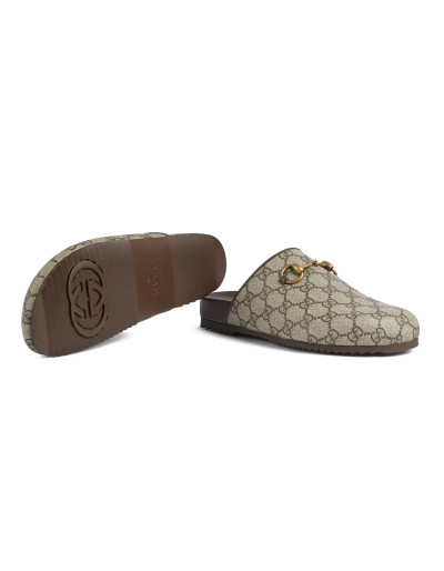 GUCCI GG Supreme Horsebit Slippers - NEU - Pre-loved Designer Second Hand | LUXURYLOVE