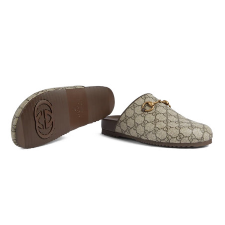 GUCCI GG Supreme Horsebit Slippers - NEW - Pre-loved Designer Second Hand | LUXURYLOVE