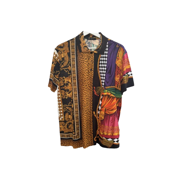 VERSACE Kurzarmhemd Seltener Patchwork-Print (Grösse S) - Pre-loved Designer Second Hand | LUXURYLOVE