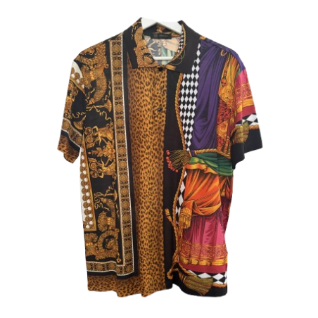 VERSACE Kurzarmhemd Seltener Patchwork-Print (Grösse S) - Pre-loved Designer Second Hand | LUXURYLOVE