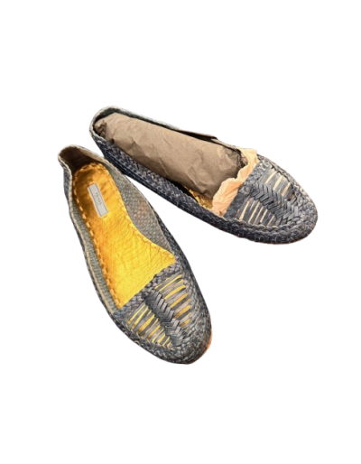 PRADA Lederschuhe flats Ballerina, geflochten, blau, 39 - Pre-loved Designer Second Hand | LUXURYLOVE